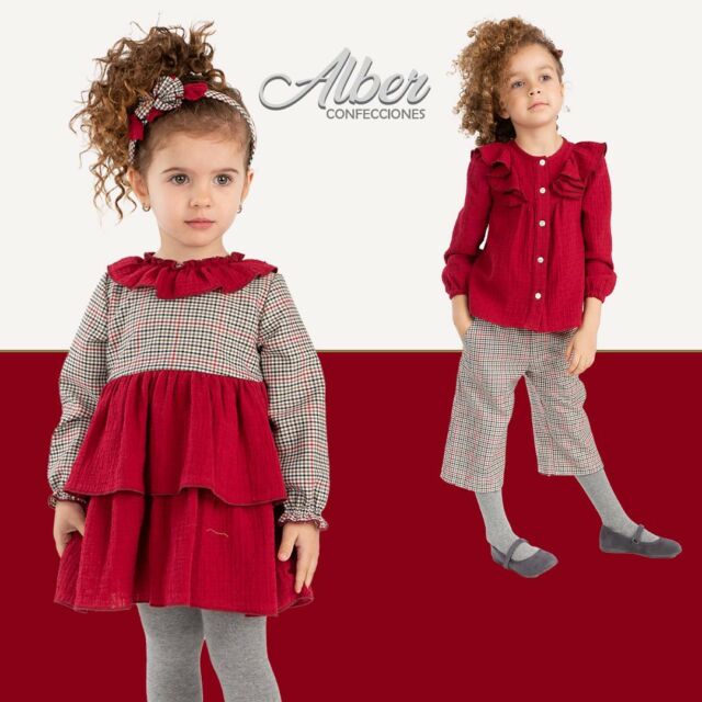 Vestido infantil niña CONFECCIONES ALBER fajín rojo 6209